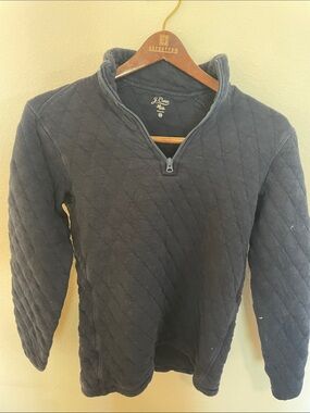 J. Crew Navy Quilted Half-Zip Pullover Sweater
